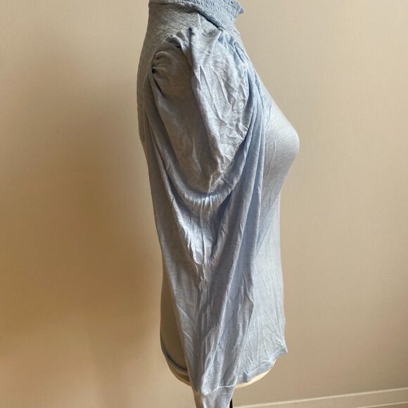 𝅺7 For All Mankind BNWT Sz Small Womens Blue Long Sleeve Top Mock Neck New - Picture 4 of 8